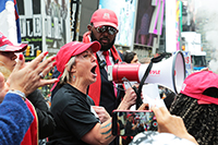 Political protests in Times Square, New York, Richard Moore